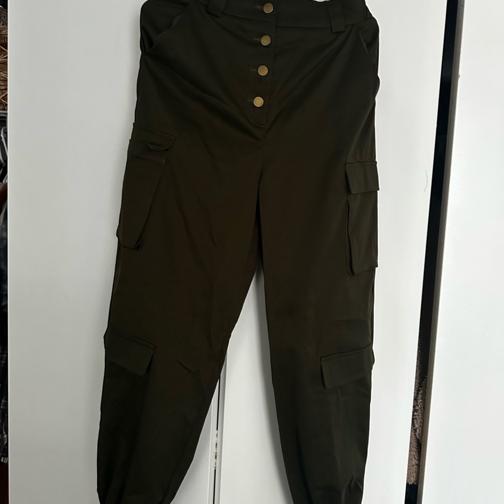 SHEIN Olive Green Elastic Waist Pants